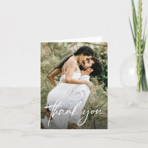 Simple Modern Handlettering Custom Wedding Photo Thank You Card