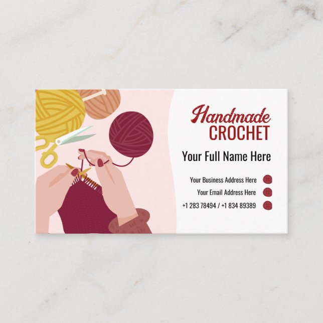Simple Modern Handmade Crocheting Business Card (Front)