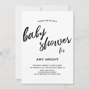 Simple, Modern Handwriting Baby Shower Invitation