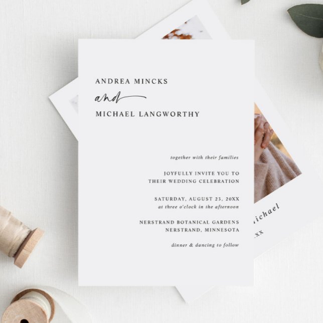 Simple Modern Handwriting Photo Wedding Invitation (Creator Uploaded)