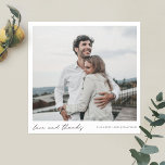 Simple Modern Handwriting Script Photo Wedding Thank You Card<br><div class="desc">This simple, stylish modern photo wedding thank you card template features 'love and thanks' and your names beneath your photo. We've given this minimalist design a warm touch with 'love and thanks' in black in a relaxed, all lower case script that feels intimate and familiar. This element of the design...</div>