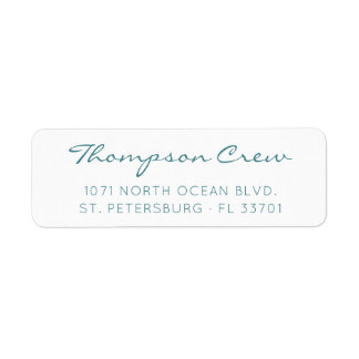 Simple Modern Handwritten Aqua Blue Return Address