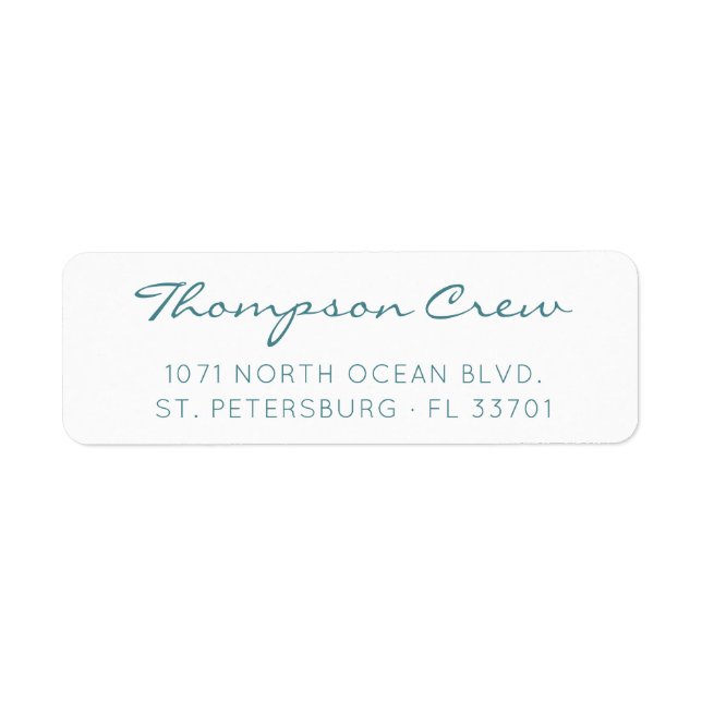 Simple Modern Handwritten Aqua Blue Return Address (Front)