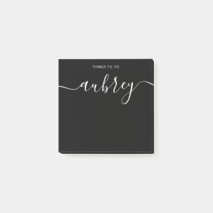 Simple Modern Handwritten Name Black Post-it Notes