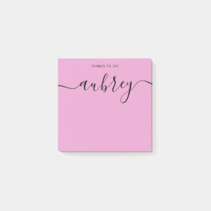 Simple Modern Handwritten Name Pink Notes
