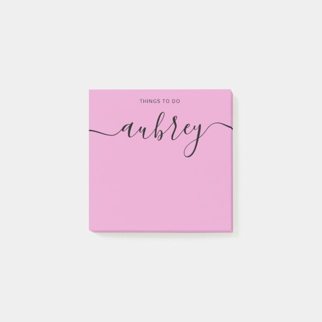 Simple Modern Handwritten Name Pink Notes (Front)