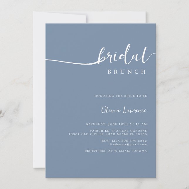 Simple Modern Handwritten Script Bridal Brunch  Invitation (Front)