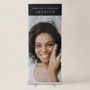 Simple Modern Happy 30th Birthday Party Photo Retractable Banner