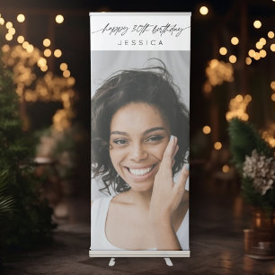 Simple Modern Happy 30th Birthday Script Photo Retractable Banner