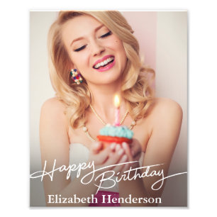 Simple Modern Happy Birthday Photo Print