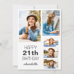 Simple Modern Happy Birthday Stylish Any Age Photo Card