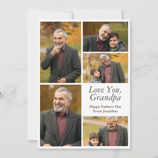Simple Modern Happy Fathers Day Grandpa photo Holiday Card (Front)