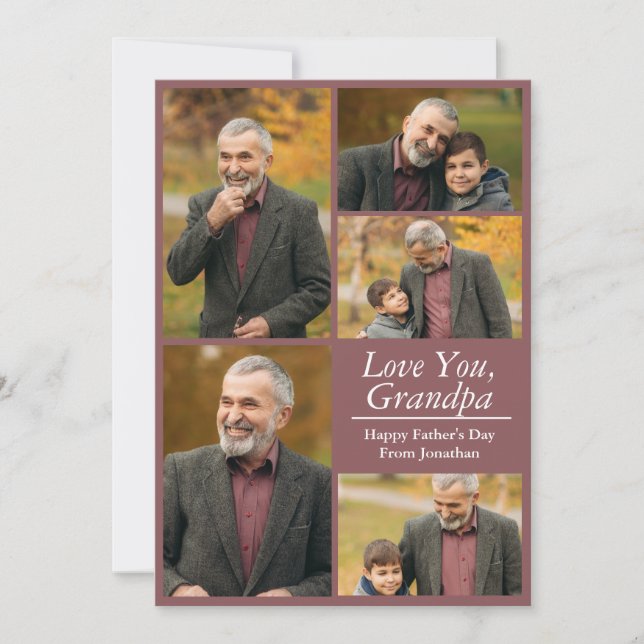 Simple Modern Happy Fathers Day Grandpa photo Holiday Card (Front)