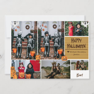 Simple Modern Happy Halloween photo family collage Holiday Card