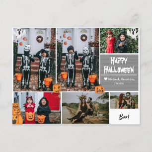 Simple Modern Happy Halloween photo family collage Holiday Postcard