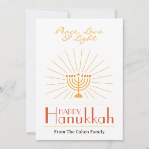 Simple & Modern Happy Hanukkah family 2 Photo Holiday Card