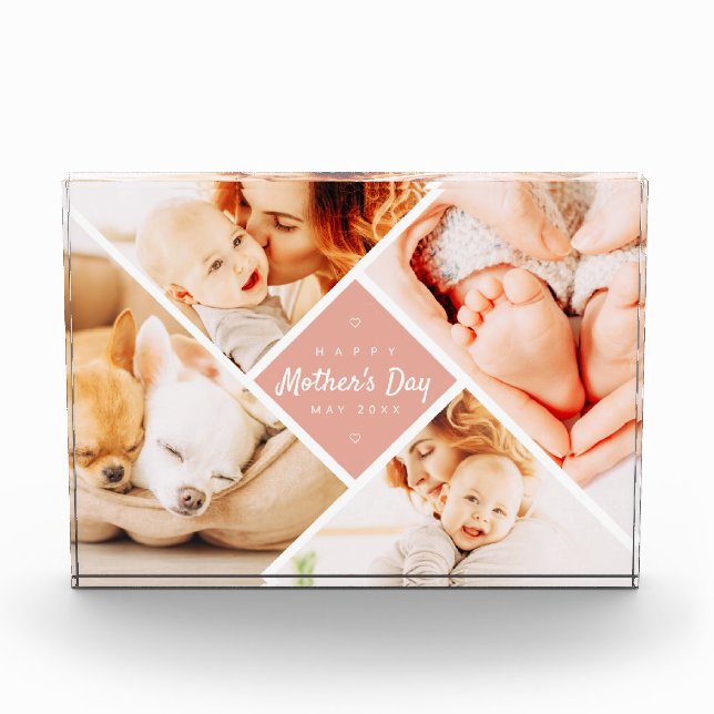 Simple Modern Happy Mother's Day Custom Photo Block (Front)