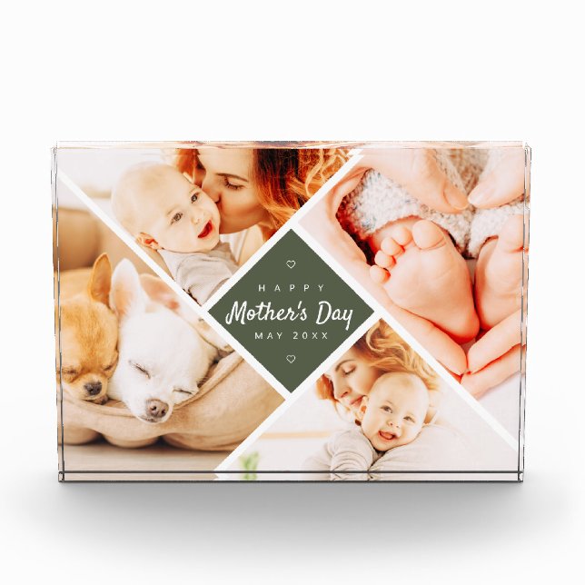 Simple Modern Happy Mother's Day Custom Photo Block (Front)