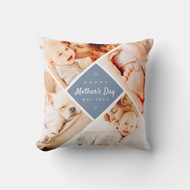 Simple Modern Happy Mother's Day Custom Photo Cushion (Front)