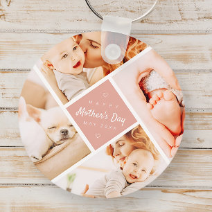 Simple Modern Happy Mother's Day Custom Photo Key Ring