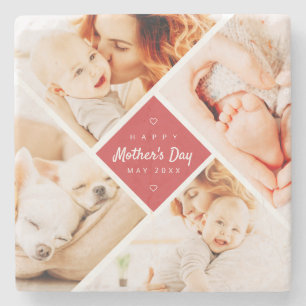 Simple Modern Happy Mother's Day Custom Photo Stone Coaster