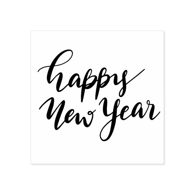 Simple Modern | Happy New Year Casual Script Rubber Stamp (Imprint)