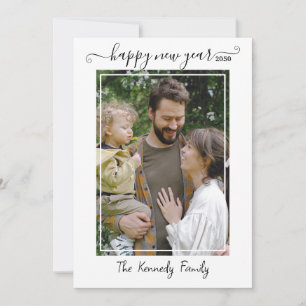 Simple Modern Happy New Year One Photo Holiday Card