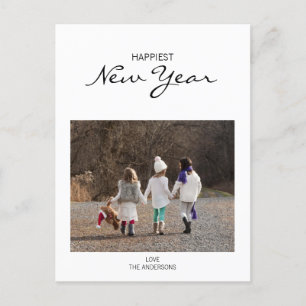 Simple Modern Happy New Year Photo Postcard