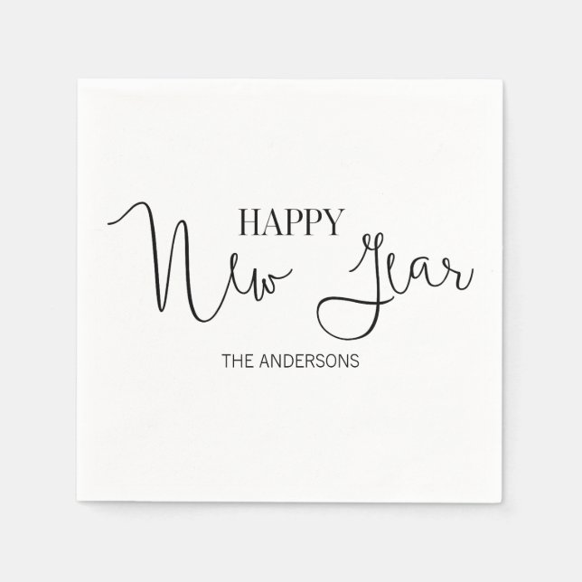 Simple Modern Happy New Year's Paper Napkins (Front)