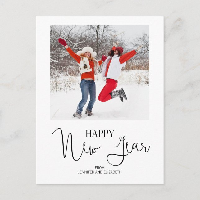 Simple Modern Happy New Year's Photo Postcard (Front)