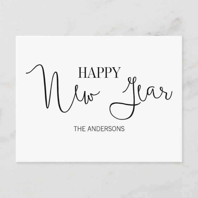 Simple Modern Happy New Year's Postcard (Front)