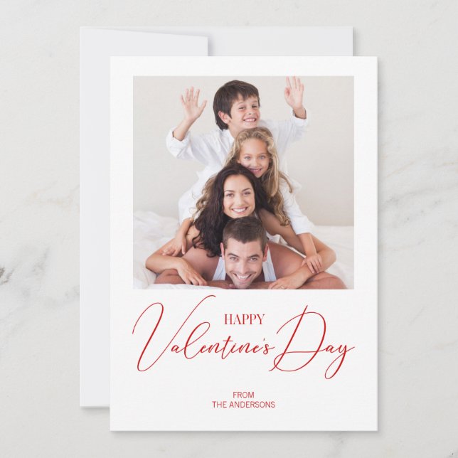 Simple Modern Happy Valentine's Day Photo Card (Front)