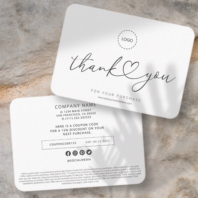 Simple Modern Heart Business Logo Coupon Promo Calling Card (Creator Uploaded)