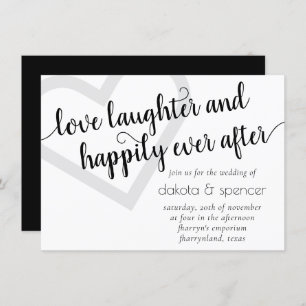Simple Modern Heart Classic Black and White Invitation