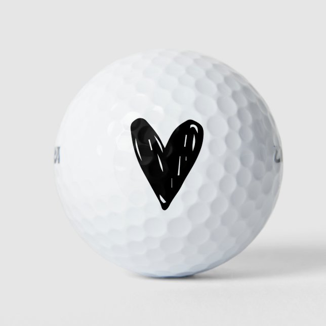 Simple Modern Heart For Golfer Golf Balls (Front)