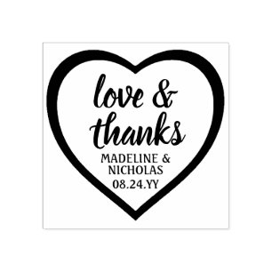 Simple Modern Heart Love & Thanks Wedding Rubber Stamp