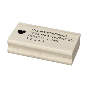 Simple Modern Heart Return Address Rubber Stamp