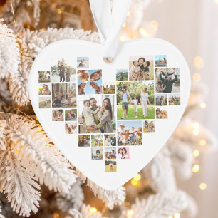 Simple Modern Heart Shaped Photo Collage Ornament