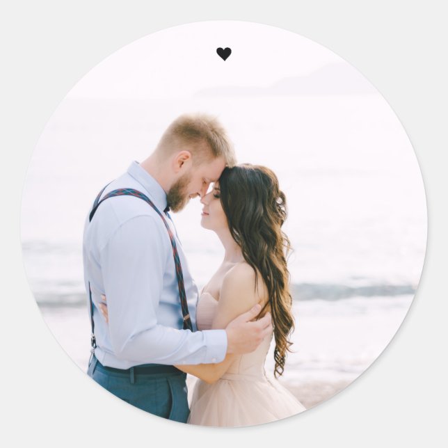 Simple Modern Heart Wedding Photo Sticker (Front)