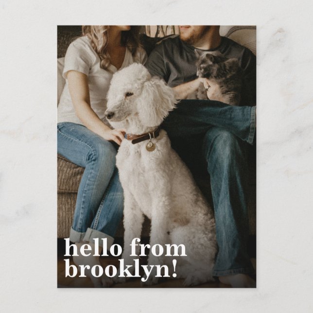 Simple Modern Hello New Home Address Photo Moving Announcement Postcard (Front)