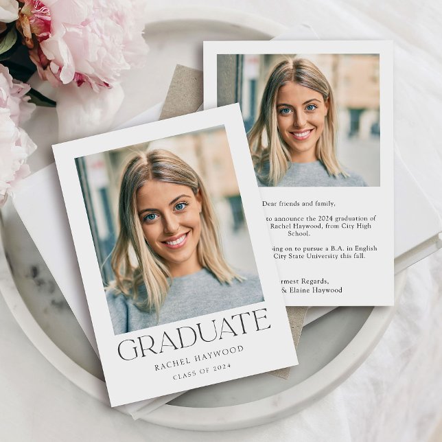 Simple Modern High School Graduation  Announcement (Creator Uploaded)