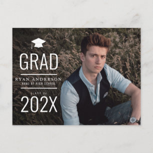 simple modern high school graduation announcement postcard