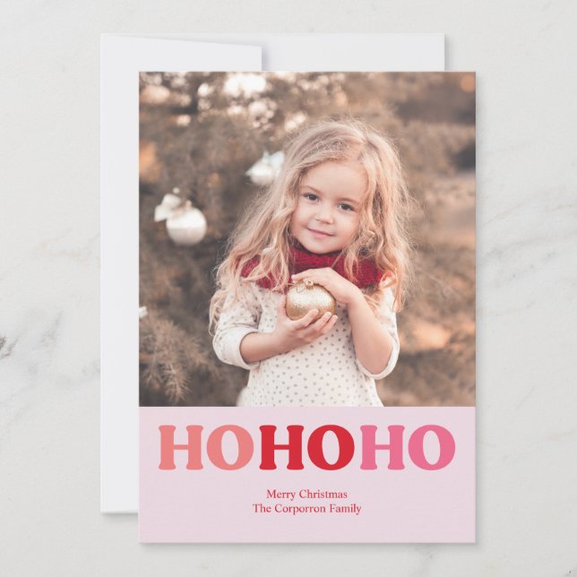 Simple Modern Holiday | Red & Pink 2 Photo  Card (Front)