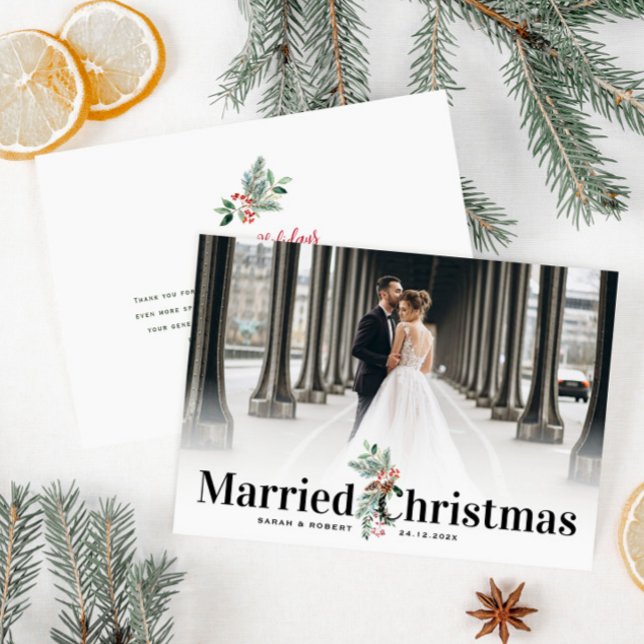 simple modern holiday wedding announcement postcard (Creator Uploaded)