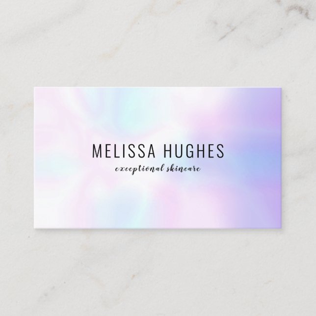 Simple Modern Holographic Rainbow Gradient Business Card (Front)