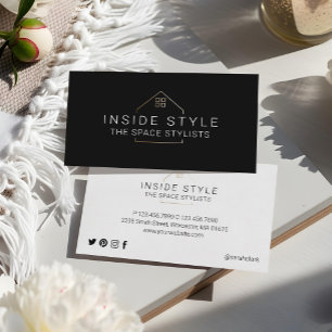 Simple Modern Home Staging Logo Black Business Card