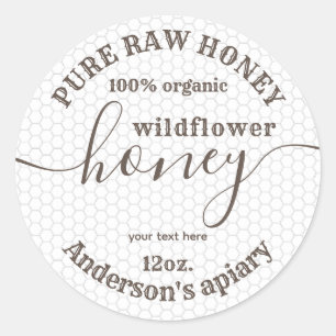 Simple modern honey comb honey jar classic round s sticker
