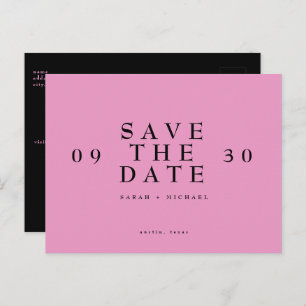 Simple Modern Hot Pink Wedding Save The Date Postcard