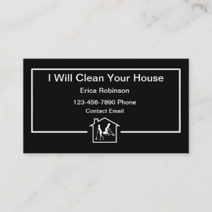 Simple Modern House Cleaning Service Business Card