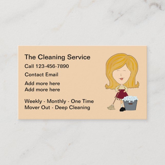 Simple Modern House Cleaning Services Business Card (Front)